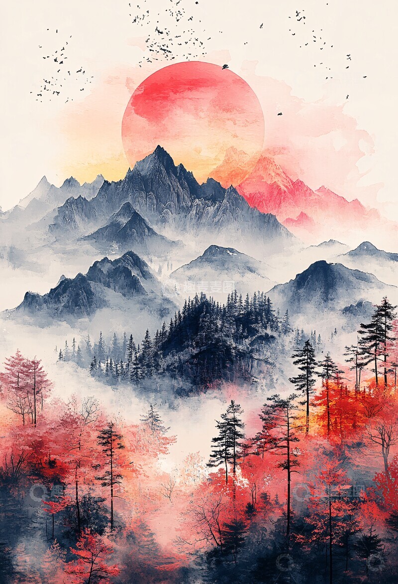 高清大图下载【趣麦麦图】-粉色灰调笔触3