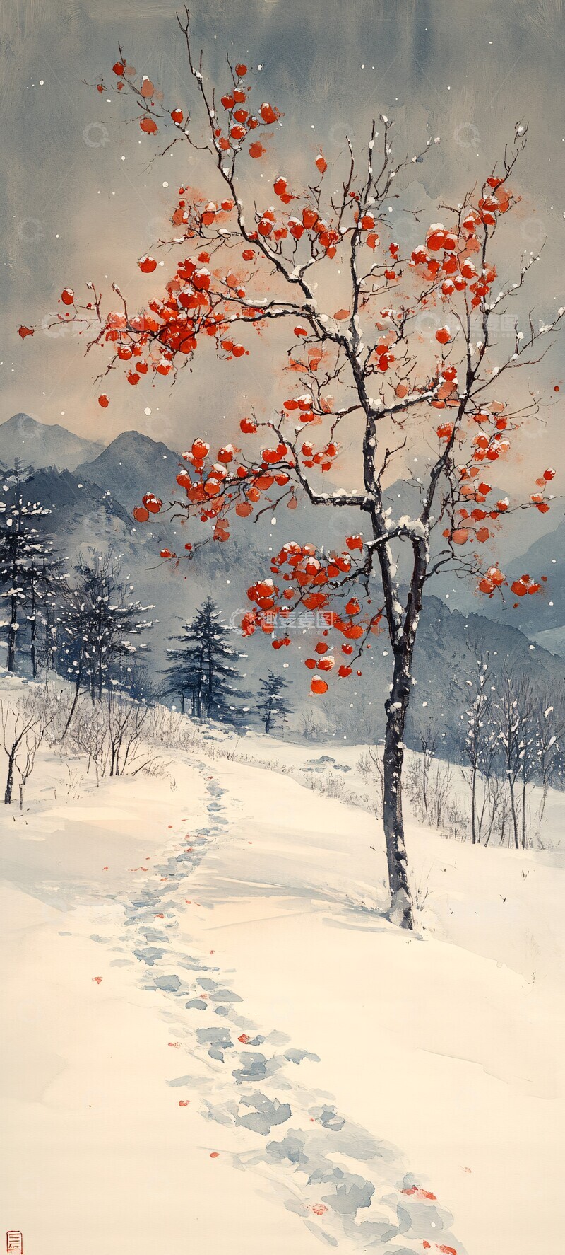 高清大图下载【趣麦麦图】水彩纸本水彩纸本平静