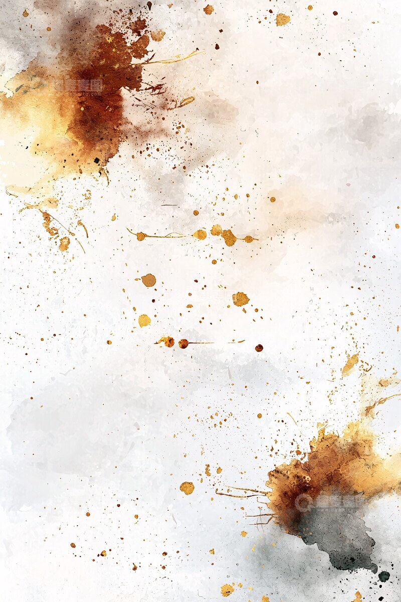 高清大图下载【趣麦麦图】白水彩金边背景