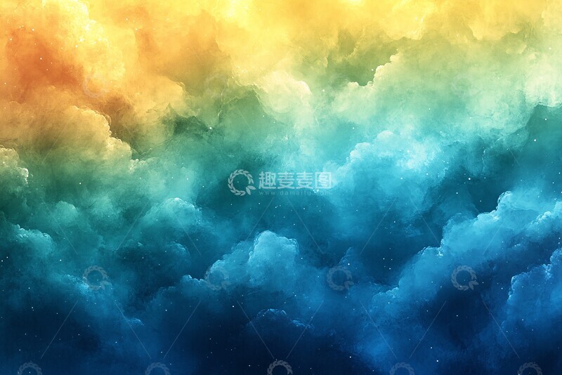 高清大图下载【趣麦麦图】水彩天空绿渐变3