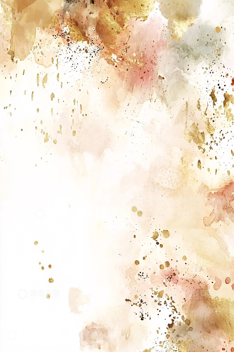 高清大图下载【趣麦麦图】白水彩金边背景1