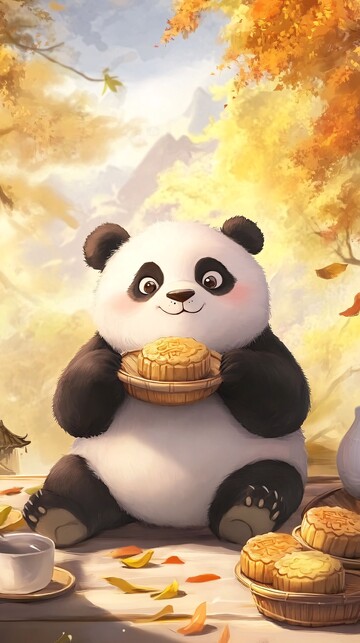 熊猫吃月饼熊猫月饼节日1
