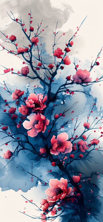 风字墨韵书法蓝色粉色2