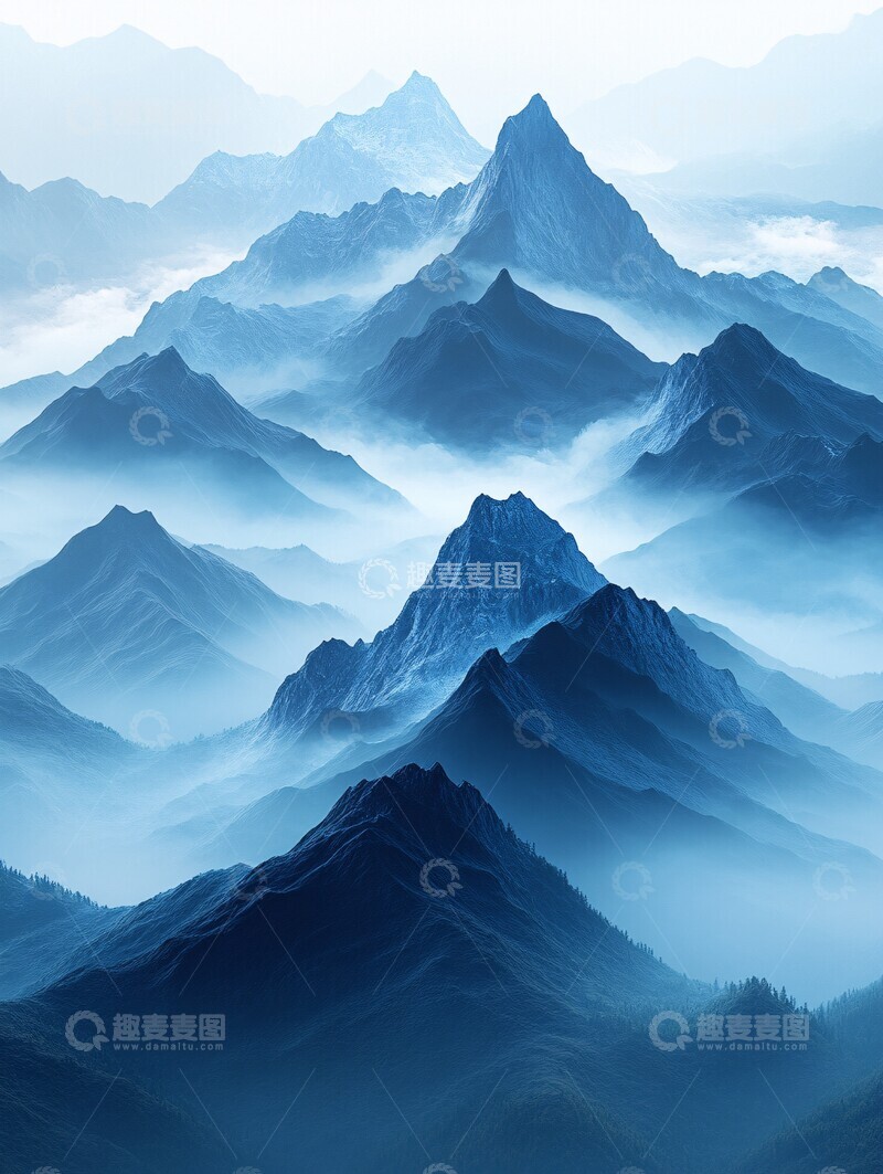 高清大图下载【趣麦麦图】山水轻韵蓝天静谧曲线1