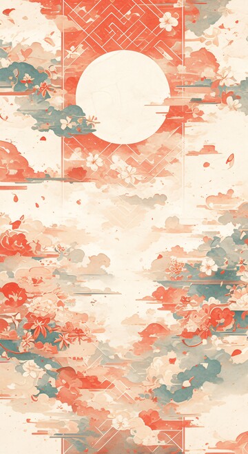 云纹楷书白底彩绘