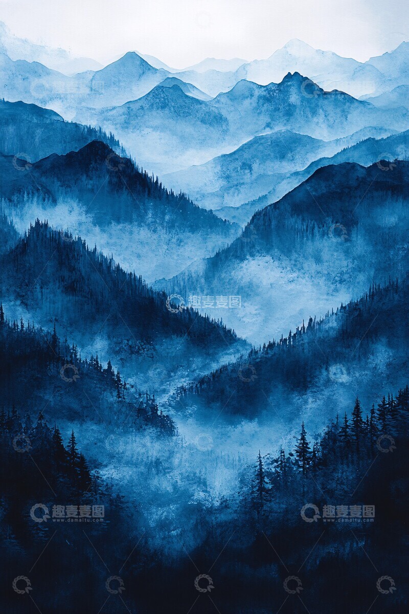 高清大图下载【趣麦麦图】水彩蓝色背景1