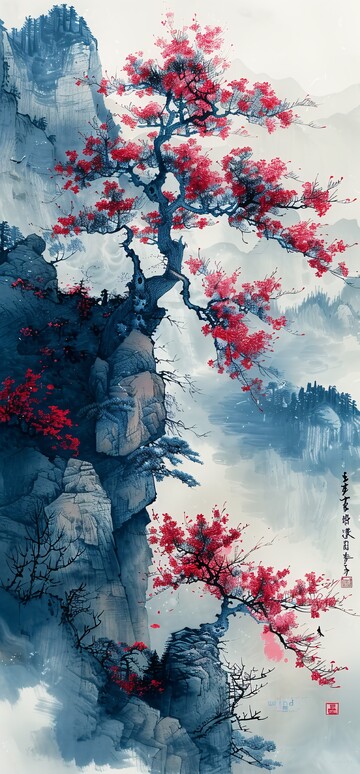 风字墨韵书法蓝色粉色3