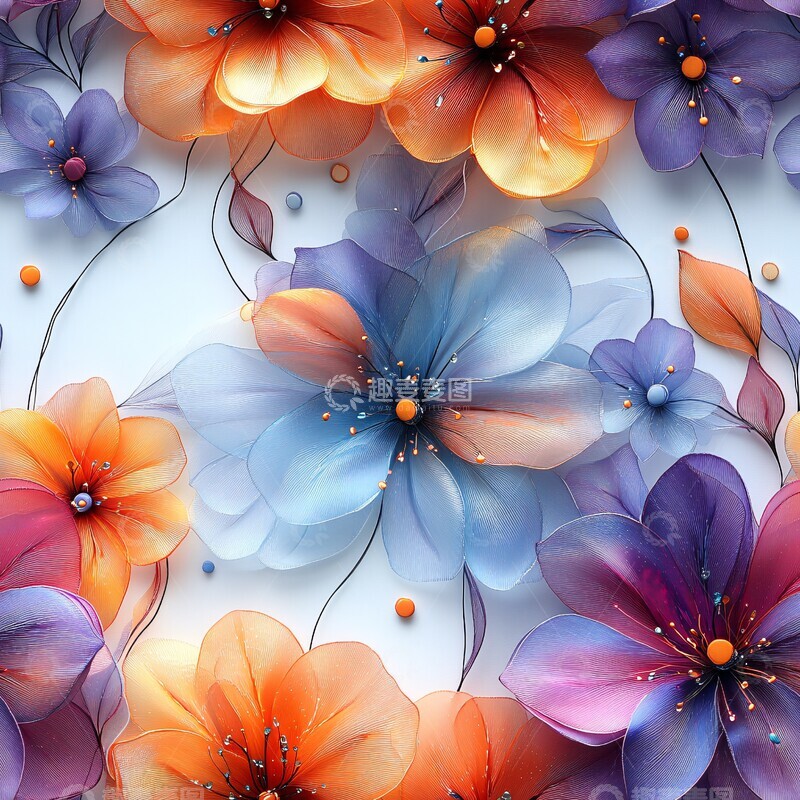高清大图下载【趣麦麦图】多彩花卉排列1
