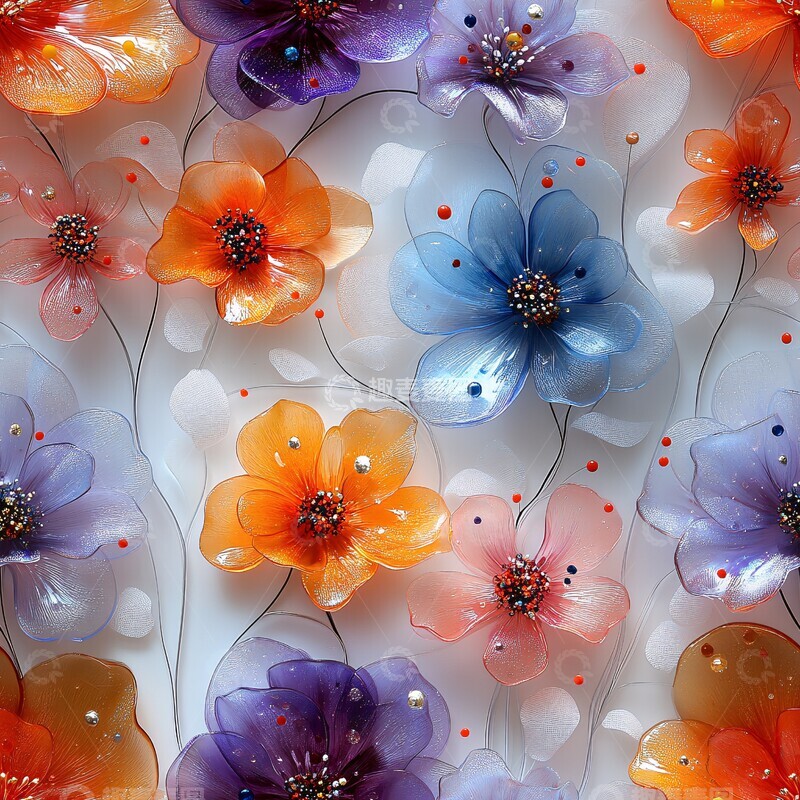 高清大图下载【趣麦麦图】多彩花卉排列3