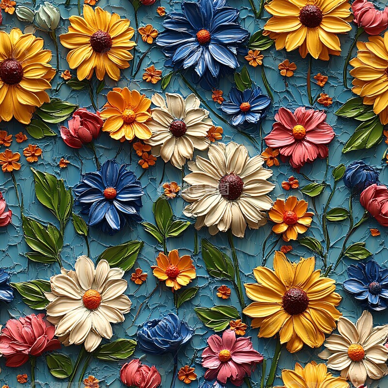 高清大图下载【趣麦麦图】多彩立体花朵背景2