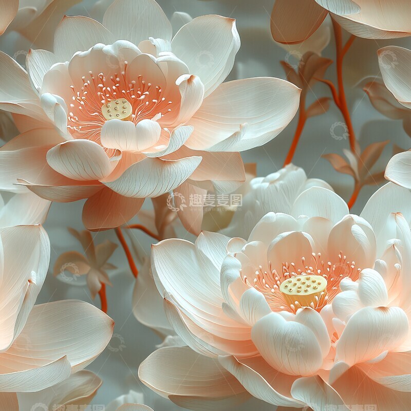 高清大图下载【趣麦麦图】莲花轻纱图案1