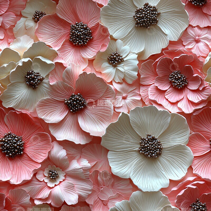 高清大图下载【趣麦麦图】粉色花卉纹样