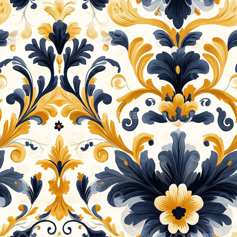 高清大图下载【趣麦麦图】黄金花卉纹样3