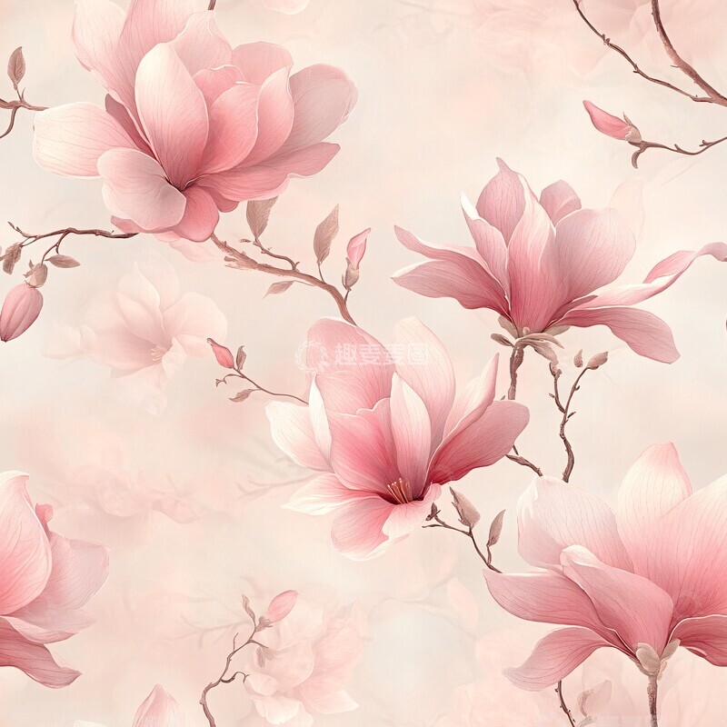 高清大图下载【趣麦麦图】梦幻粉色木兰花园2