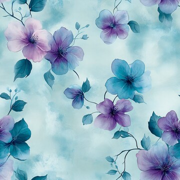 青花紫藤水彩图1