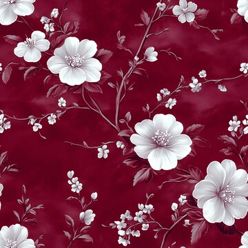 深红底白花纹布2