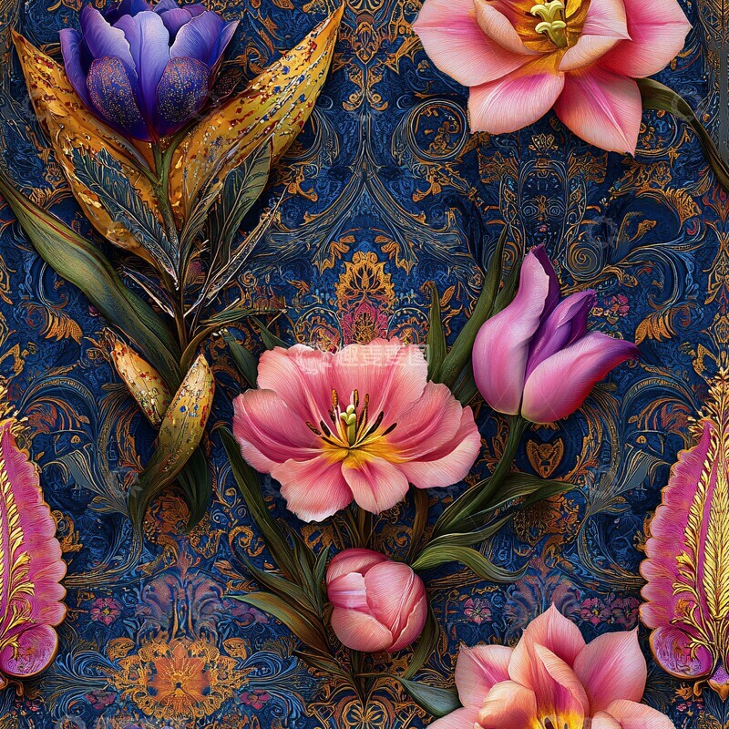 高清大图下载【趣麦麦图】粉色黄花紫色花束1