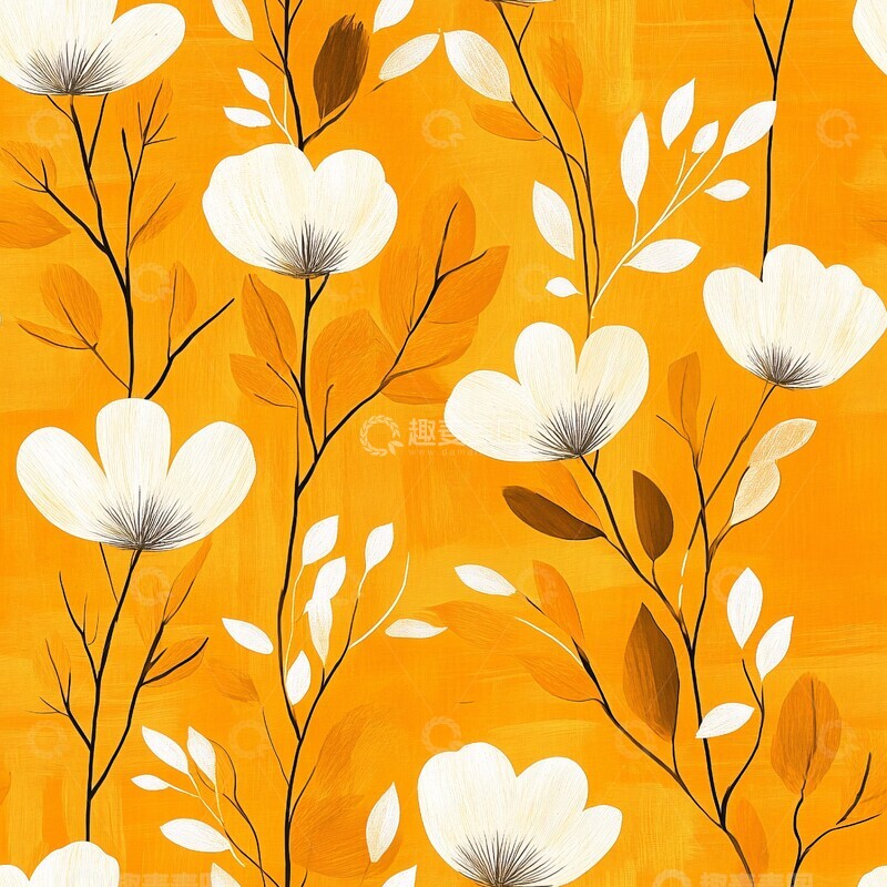 高清大图下载【趣麦麦图】黄金背景花卉纹样