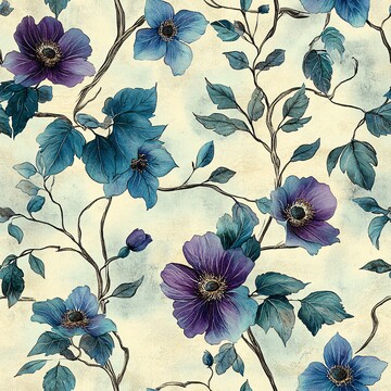 青花紫藤水彩图3