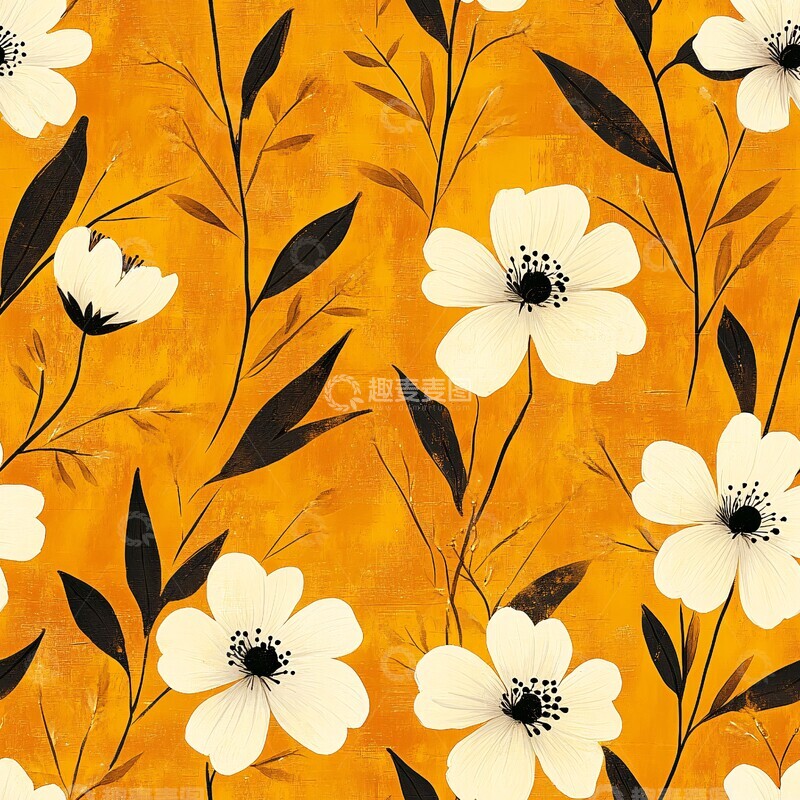 高清大图下载【趣麦麦图】黄金背景花卉纹样3