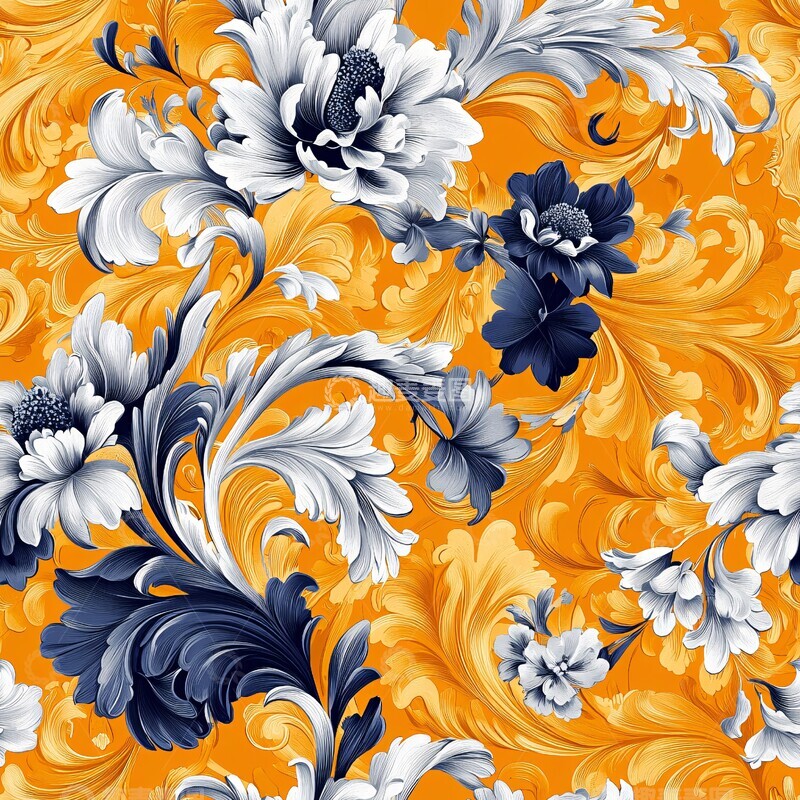 高清大图下载【趣麦麦图】黄金花卉纹样2