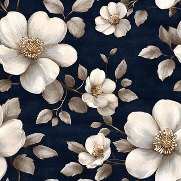 白花蓝底复古花纹2