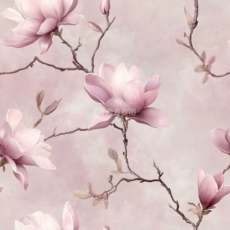 高清大图下载【趣麦麦图】梦幻粉色木兰花园