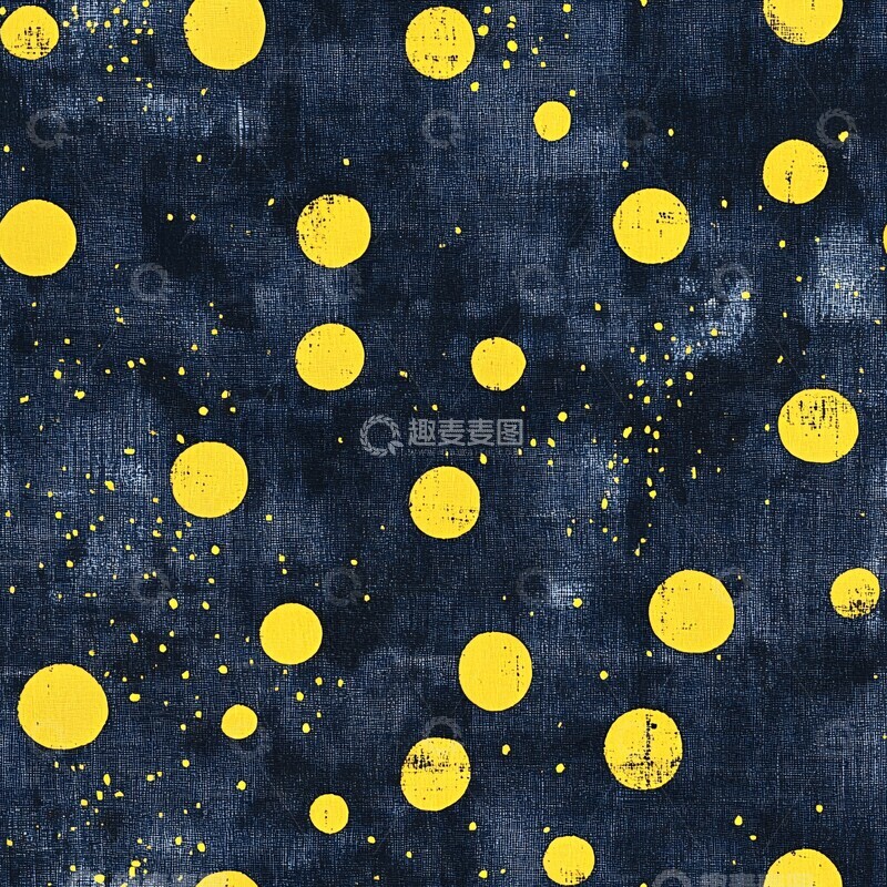 高清大图下载【趣麦麦图】深蓝底黄点纹布1