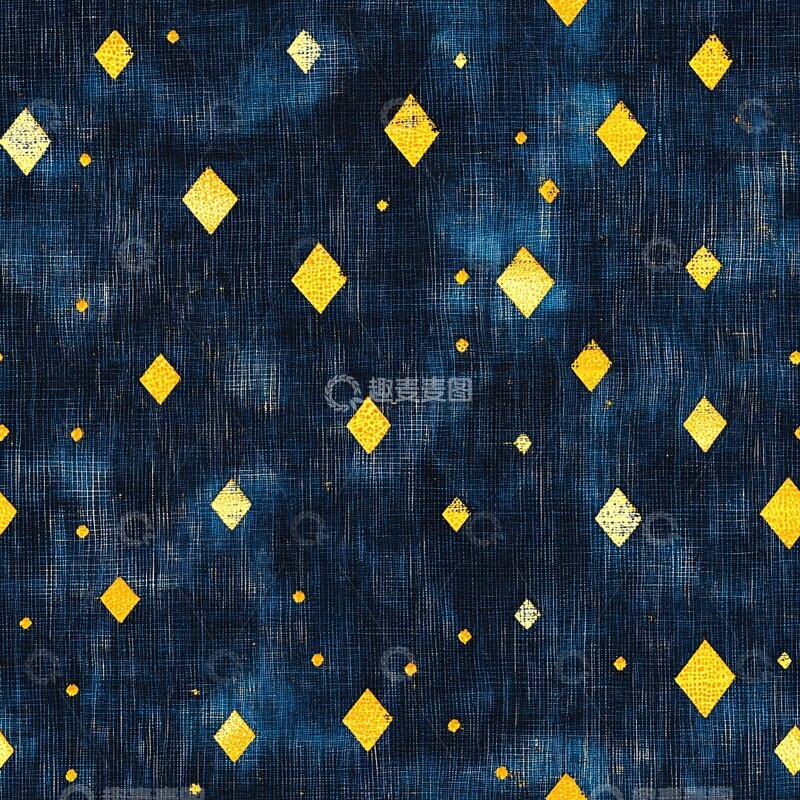 高清大图下载【趣麦麦图】深蓝底黄钻纹布料