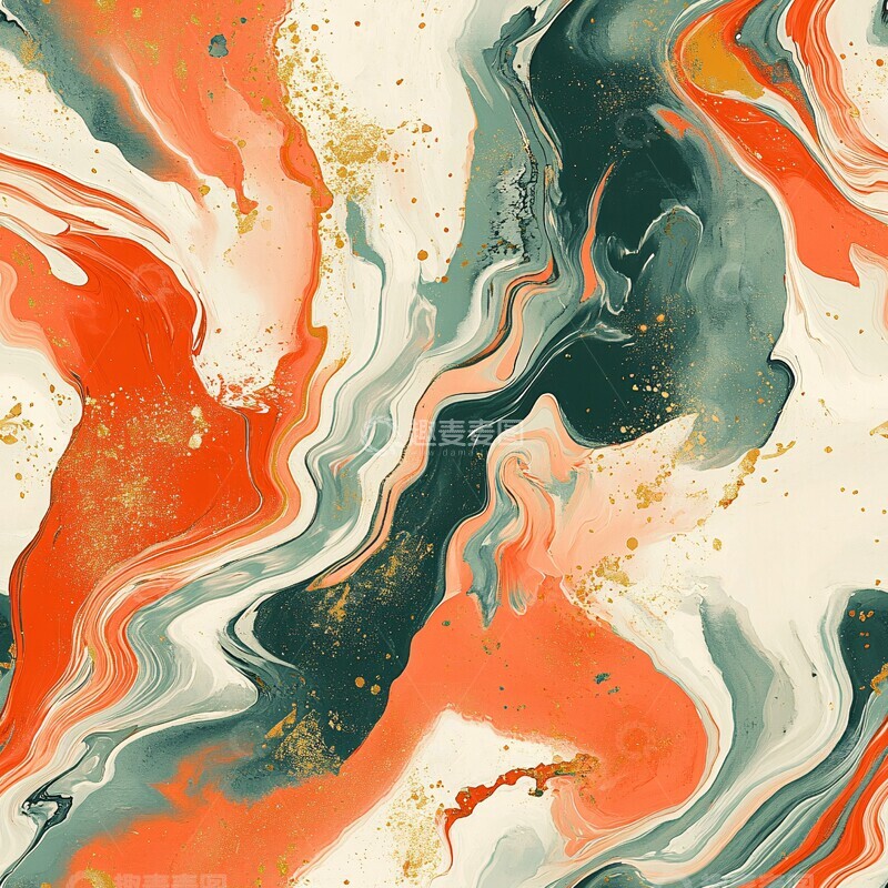 高清大图下载【趣麦麦图】橙绿交织旋涡纹样3