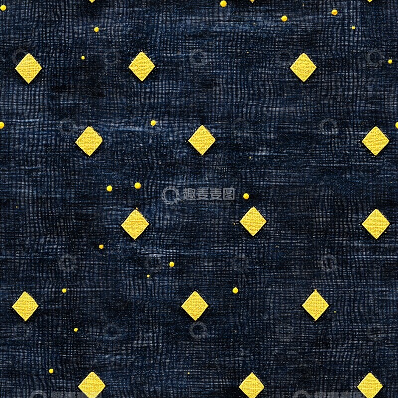高清大图下载【趣麦麦图】深蓝底黄钻纹布料1