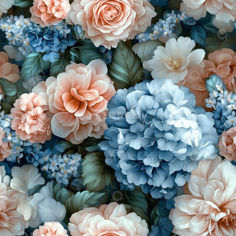 高清大图下载【趣麦麦图】软粉蓝白花束1