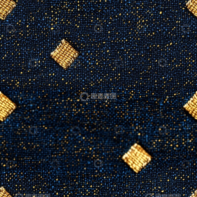 高清大图下载【趣麦麦图】深蓝底黄钻纹布料3