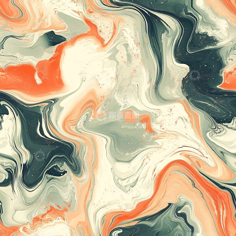 高清大图下载【趣麦麦图】橙绿交织旋涡纹样1