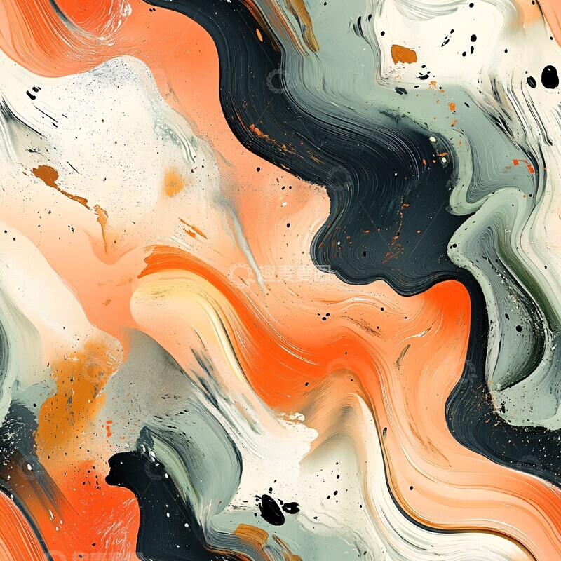 高清大图下载【趣麦麦图】橙绿交织旋涡纹样