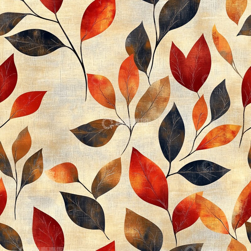 高清大图下载【趣麦麦图】秋叶几何纹样