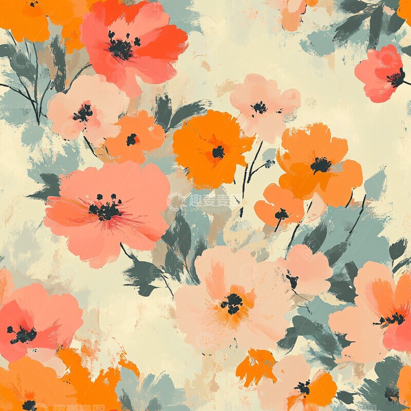 高清大图下载【趣麦麦图】柔和花朵图案1