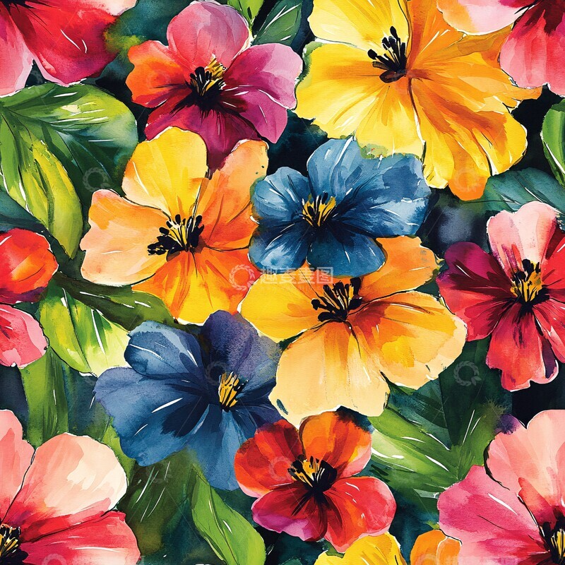 高清大图下载【趣麦麦图】水彩花卉大绽放2