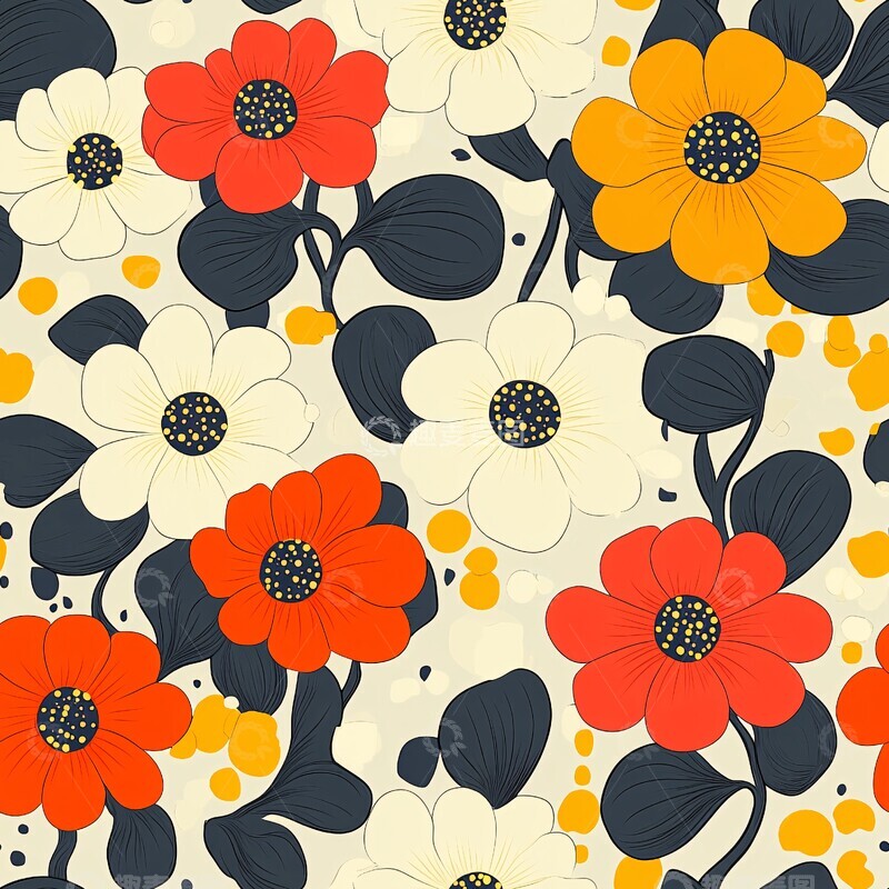 高清大图下载【趣麦麦图】花卉几何图案2