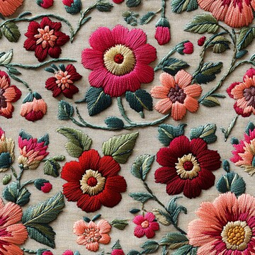 花卉几何刺绣图案