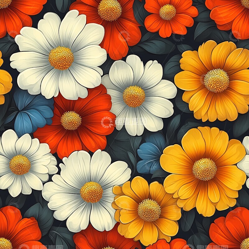 高清大图下载【趣麦麦图】花卉几何图案1