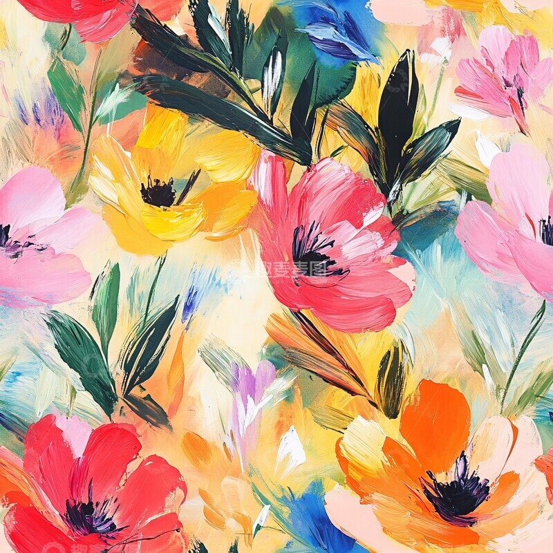 高清大图下载【趣麦麦图】水彩花卉大绽放