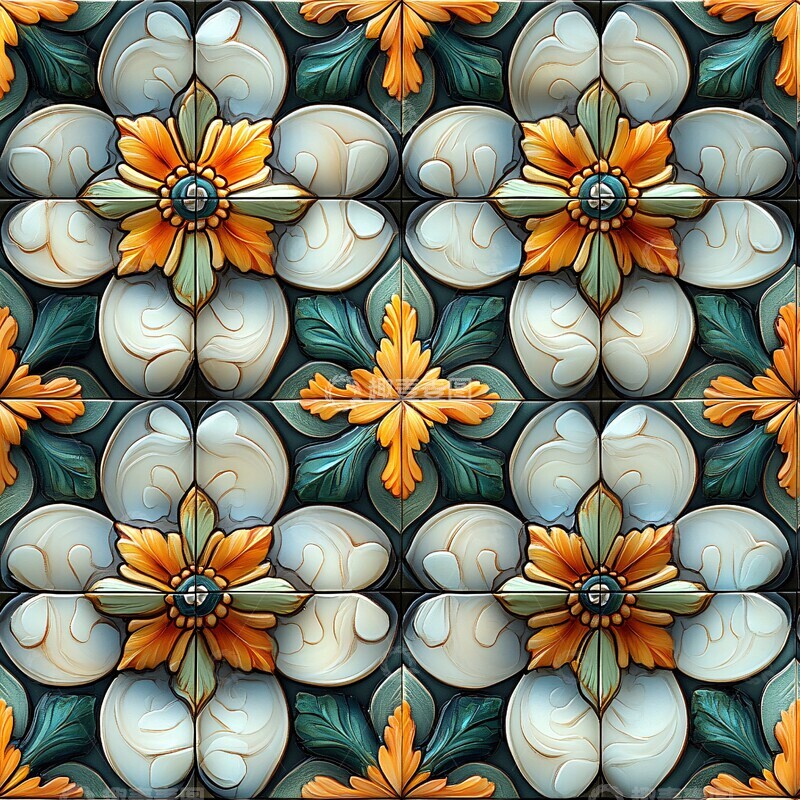 高清大图下载【趣麦麦图】几何花卉图案1