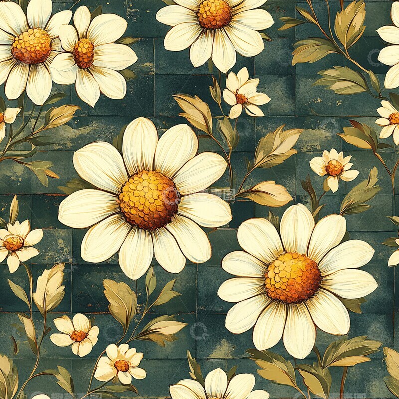 高清大图下载【趣麦麦图】绿棕花纹壁纸1