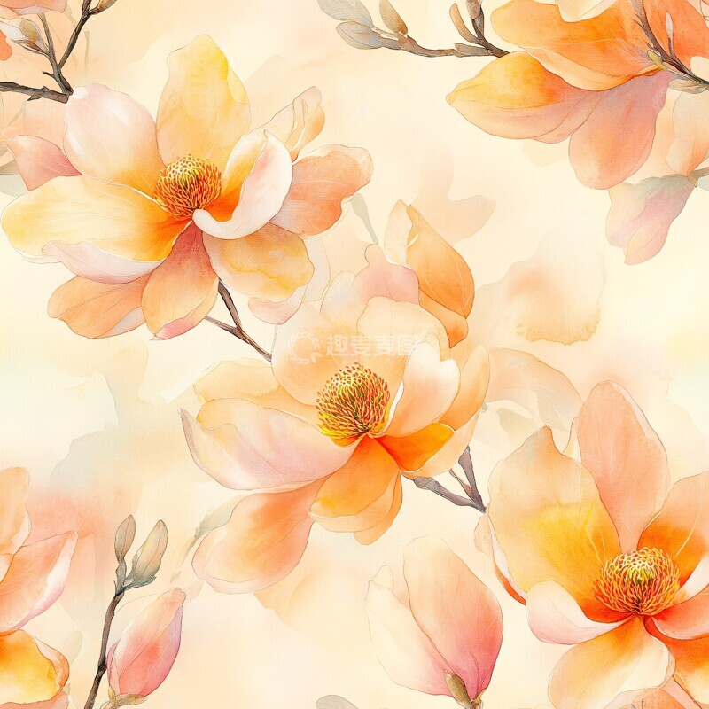 高清大图下载【趣麦麦图】玉兰花开玉兰花开水彩2