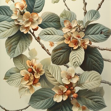 叶簇与花绿色褐色纹理