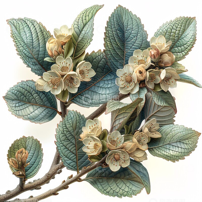 高清大图下载【趣麦麦图】叶簇与花绿色褐色纹理2