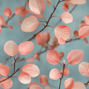 粉色叶子与绿调