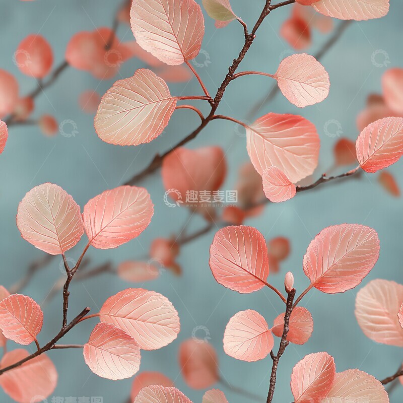 粉色叶子与绿调