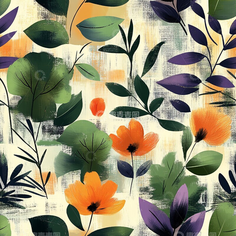 高清大图下载【趣麦麦图】绿叶蕨类抽象图案2